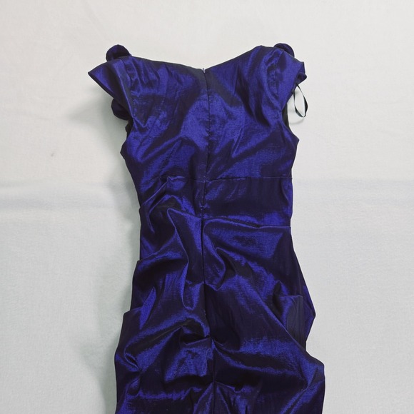 Xscape Dress Womens Gown Formal Evening Off Shoulder Stretch Blue Slit‎ Size 4 - Picture 14 of 16